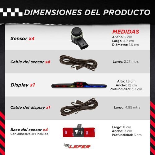 Imagen 4 de 10 de Sensor De Estacionamiento Slim Universal Tipo Original Negro
