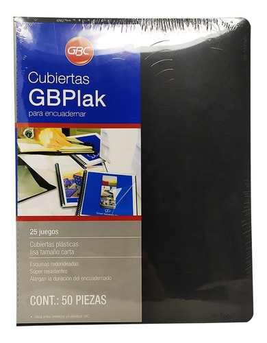 Cubierta Para Engargolar Gbc P3562 Paq 50 Pzs T/carta Negro