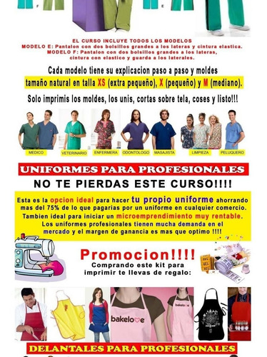Imagen 3 de 4 de Moldes Para Fabricar Uniformes Y Ambos Medico Salida Laboral