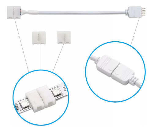 Conector Extensor Rgb Led Tiras Hebilla 4 Pin Macho Hembra