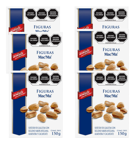 Figuras Galleta 4 De 150g C/u Avellana Almendra Cacahuate E