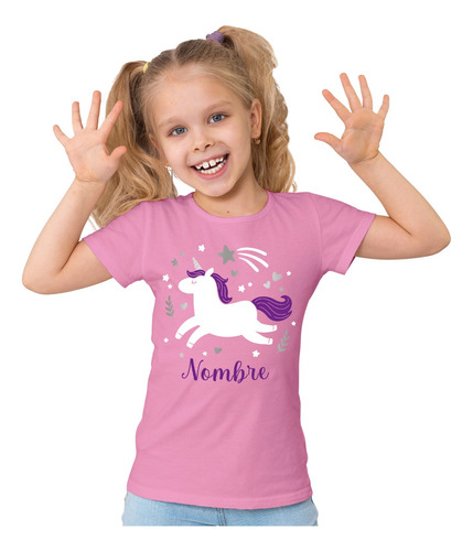 Remera Algodon Unicornio Personalizada Con Nombre 