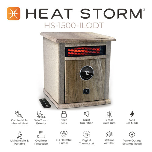 Calentador Eléctrico Portátil 1500 Watts Con Control Remoto