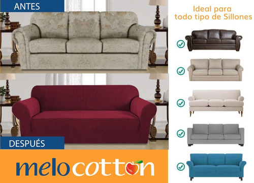Imagen 5 de 10 de Protector Cubre Sala Ajustable Stretch Fit Elástico 3 Piezas