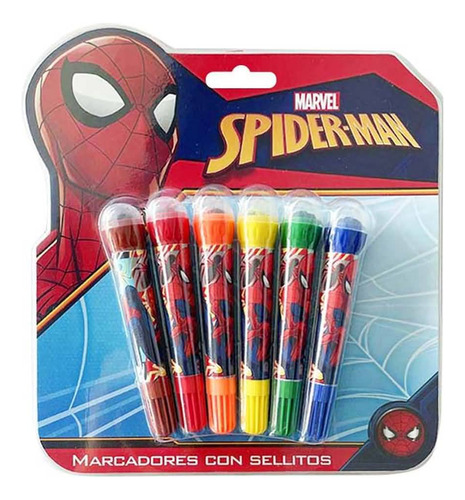 Marcadores Blow Pen Con Sellos Spiderman 6 Colores Original!