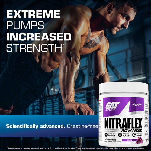 Gat Nitraflex Advanced Mega-pump Pre Workout Importado Grape (uva)