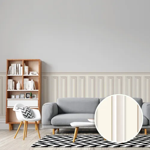 Papel Parede Auto Adesivo Decorativo Boiserie Lambril Efeito Gesso Ripado Meia Parede Smt0203