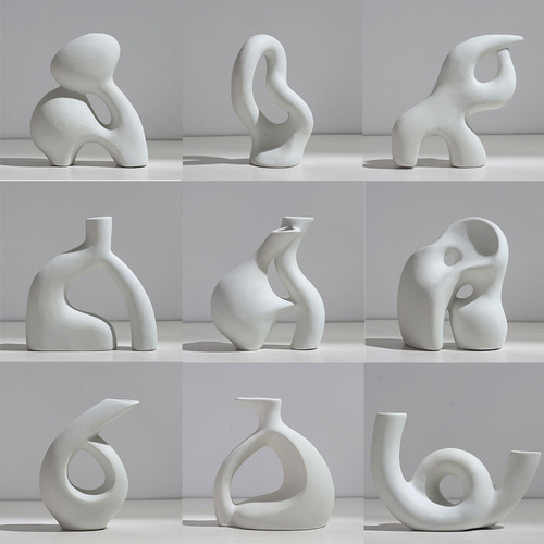 (8 #mold) Jarrón Minimalista De Cerámica Blanca Abstract Mod