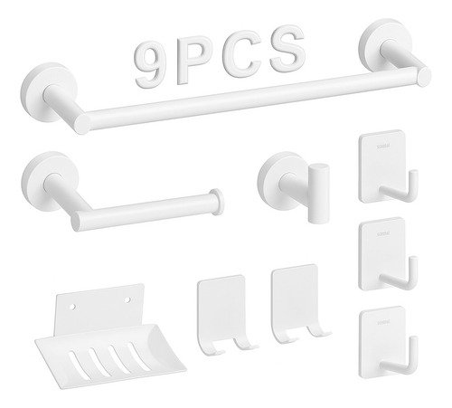 9 Set Juego Accesorios Para Baños Toalleros Acero Inoxidable