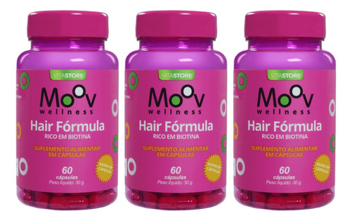 3 Hair Fórmula Vitamina Antiqueda Crescimento Saúde Cabelos Sabor Sem Sabor