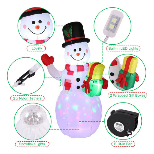 M Juguetes Inflables Navideños Muñeco De Nieve Inflable