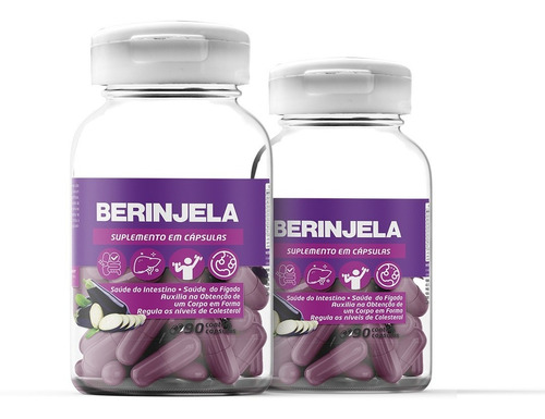 Suplemento Berinjela Cápsulas De 500 Mg 2 Potes 180 Cápsulas Sabor Sem Sabor