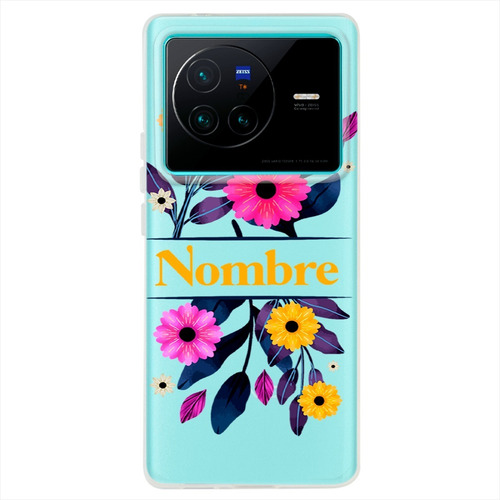 Funda Para Vivo Antigolpes Flores Personalizada Con Nombre