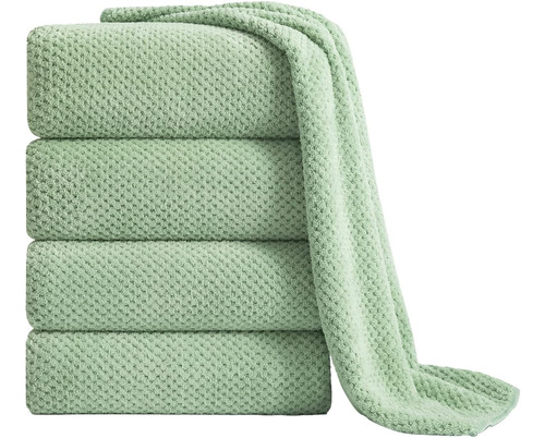 Set De Toallas De Microfibra , 178 Cm X 89 Cm, Verde, 4 Pzs