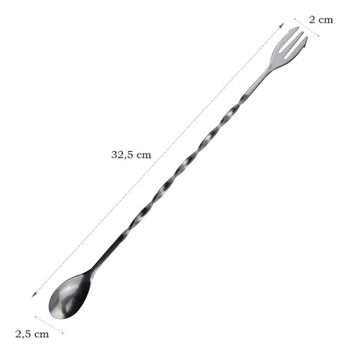 Cuchara Tenedor Mezcladora Cocteleria Doble Cocina Bazar Mango Gris