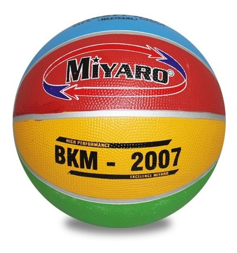 Imagen 9 de 9 de Balón Básquetbol Multicolor Bkm-2007 Hule No. 7 Miyaro