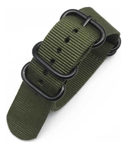 Pulseira Nato Zulu Action De Nylon Para Relógio E Smartwatch Cor Verde Militar 20mm