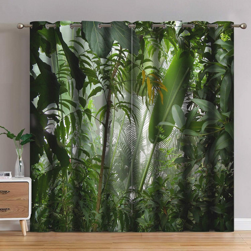 Jekeno Cortinas Opacas Con Plantas Verdes De Selva Tropical,