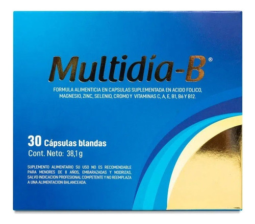 Multivitaminico Multidia-b Sin Azucar 30 Capsulas