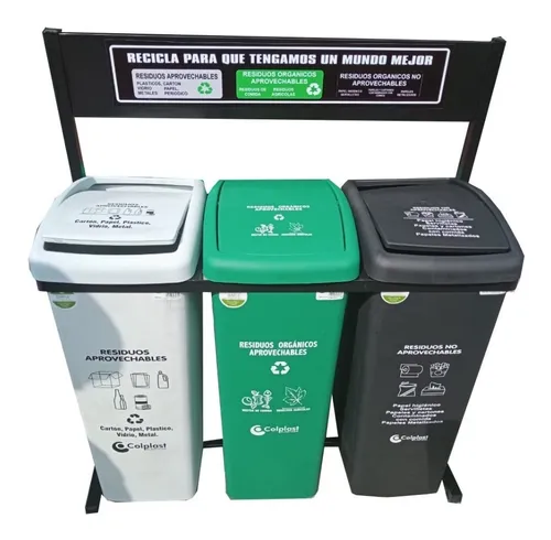 Punto Ecológico 55 Lts 3 Pts Con Estructura Obsequio Bolsas