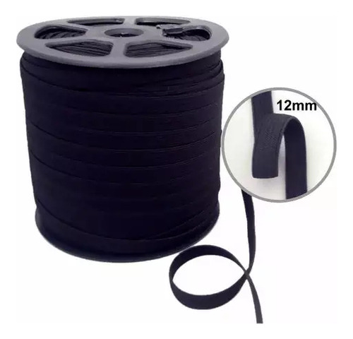 Elastico Dorlytex 12mm - 100m Preto