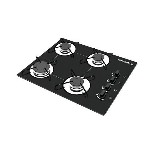 Fogão cooktop gás Chamalux 4 bocas ultra chama preto 127V/220V