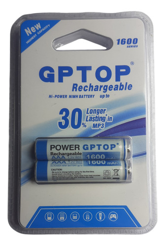 Pack X4 Unidades Pilas Recargables Doble Aaa 1600 Mah Gptop