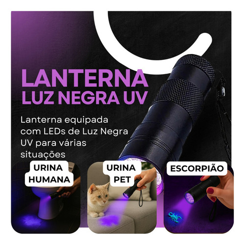 Lanterna Tática Marca DNC DIGITAL, UV LED T6 Luz Negra Ultra Violeta, Defesa Pessoal, Detecta Nota Falsa, Escorpião, Vazamento, Unha Gel, Resina, Mais Potente do Mundo, Funciona com Pilhas