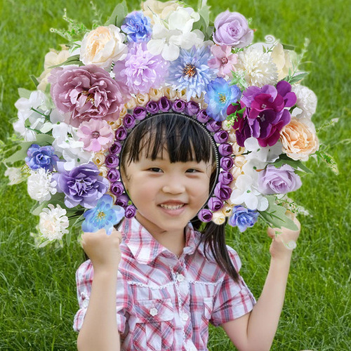 Kit De Diadema De Diadema De Flores Artificial De Púrpura