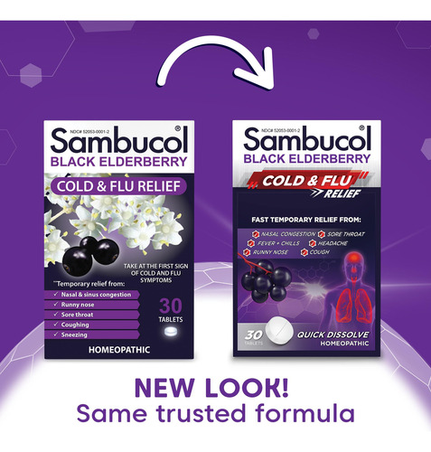 Tabletas Para Aliviar El Resfriado Y La Gripe Sambucol Black