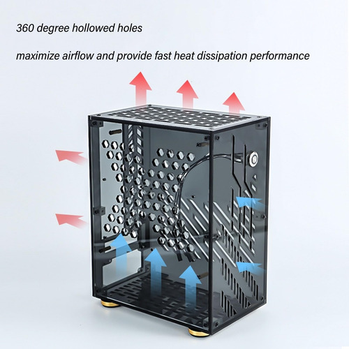 Case De Mini Itx Acrílico Transparente De Gowenic, Capacidad