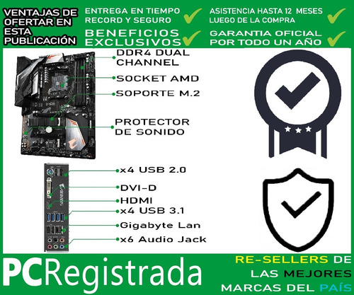 Imagen 3 de 5 de Motherboard Gigabyte B450 Aorus Elite V2am4 Ryzen Ddr4 Pcreg