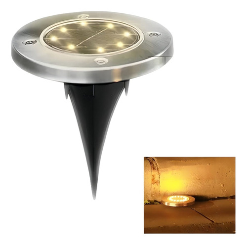 Set 4 Estaca Solar Led Blanco Calido Fotocelula Exterior