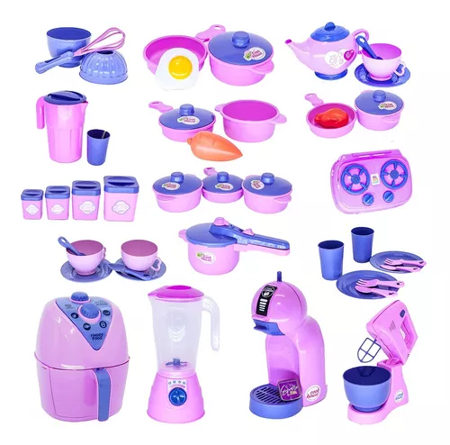 Kit Cozinha Infantil Jogo de Panelinhas Comidinha e Acessórios Brinquedo  Menina