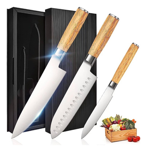 Set Juego De 3 Cuchillos Chef Profesional