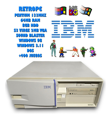 Computadora Retropc Ibm Pc 350 133mhz 64mb - 400 Juegos (Usado)