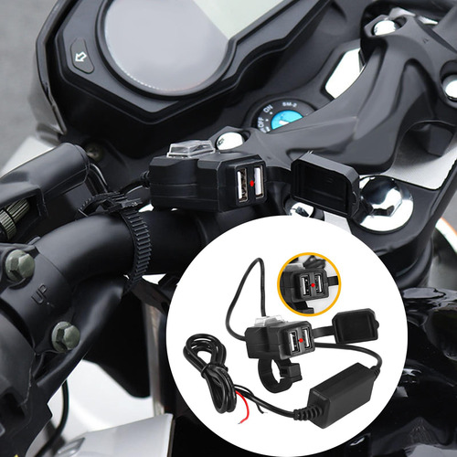 Carregador De Celular Para Motocicleta, Porta Usb Dupla,