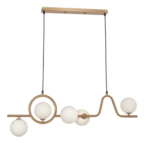 Lampara Colgante Lea Metal/vidrio Opal G9 5 Luces Bronce...