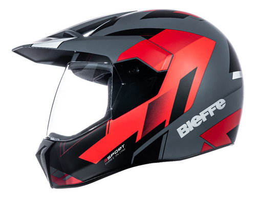 Capacete Bieffe 3 Sport React Cinza/vermelho-fosco Nf