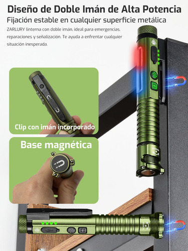 ZARLURY Linterna LED de Bolsillo, Mini Lámpara Médica con 11 Modos de Luz, Base Magnética, Abrebotellas, Alta Luminosidad, IP67 Resistente al Agua