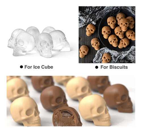 Molde De Silicona Con Forma De Calavera Para Cubitos De Hiel