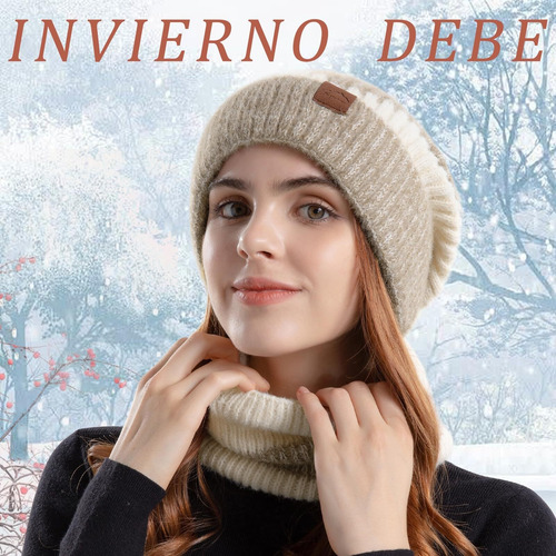 Gorro De Punto De Invierno Cálido Conjuntode Gorro Y Bufanda