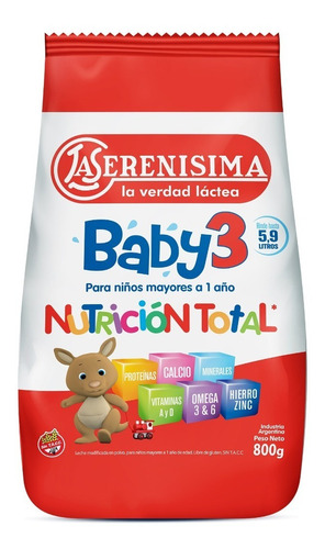 La Serenisima Baby (3) Leche En Polvo - Pack X 800grs