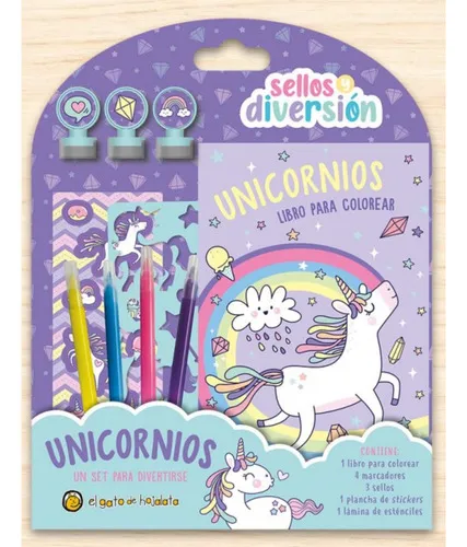 Sellos Y Diversion: Unicornios, De Vários Autores. Editorial El Gato De Hojalata, Tapa Dura, Edición 1 En Español, 2023
