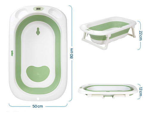 Tina De Baño Para Bebe Plegable Con Termometro Integrado