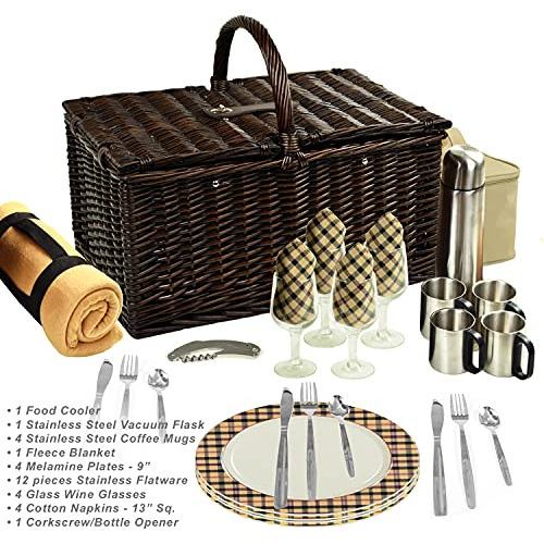 Cesta De Picnic De Sauce Buckingham Servicio 4 Manta Y ...