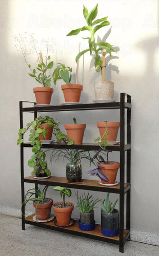 Porta Maceta Hierro 4 Estantes 71cm X 95cm X 16cm Mesa-p