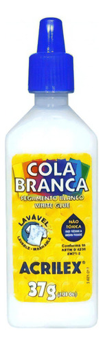 Cola Líquido Acrilex Cola Branca Acrilex 37g Escolar Artesanato Arte Slime Papel Jornal Lavável Não Tóxica Infantil Quebra Cabeça