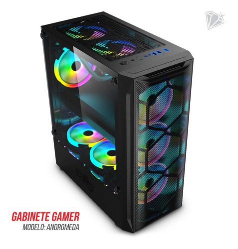 Imagen 2 de 4 de Gabinete Gamer Andromeda Atx Vidrio Templado X3 Fan Rgb