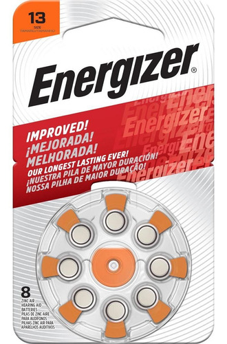 Imagen 1 de 1 de Pila Energizer Auditiva Modelo 13 13-bp8 Con 8 Unidades 1.45v 258 Mah Zinc Aire